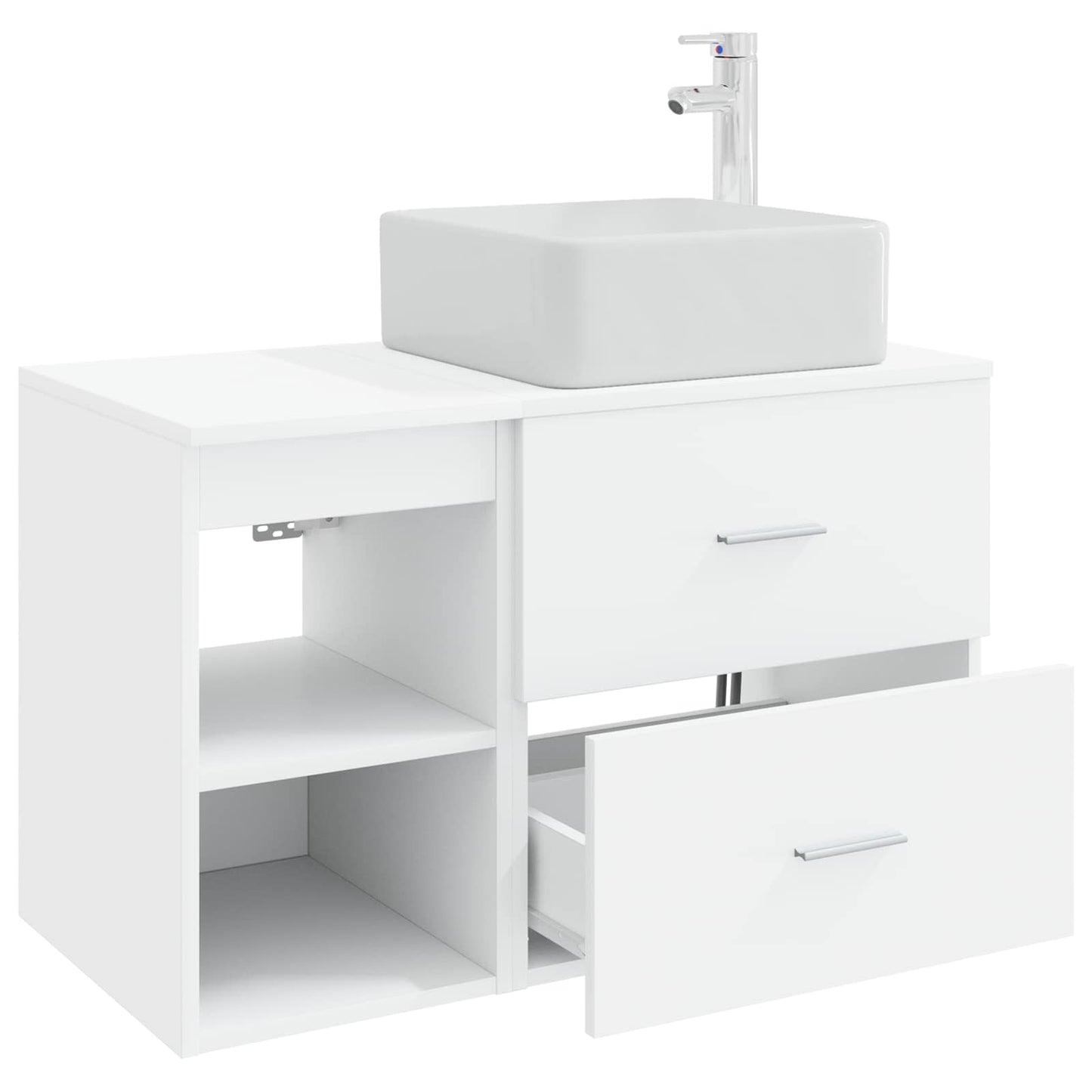 Badkamermeubelset 2 pcs Wit Bewerkt hout