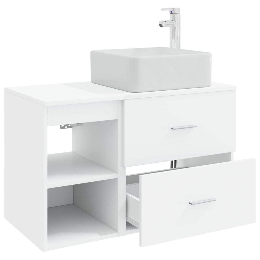 Badkamermeubelset 2 pcs Wit Bewerkt hout
