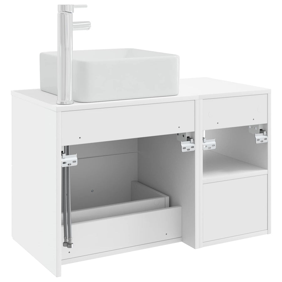 Badkamermeubelset 2 pcs Wit Bewerkt hout
