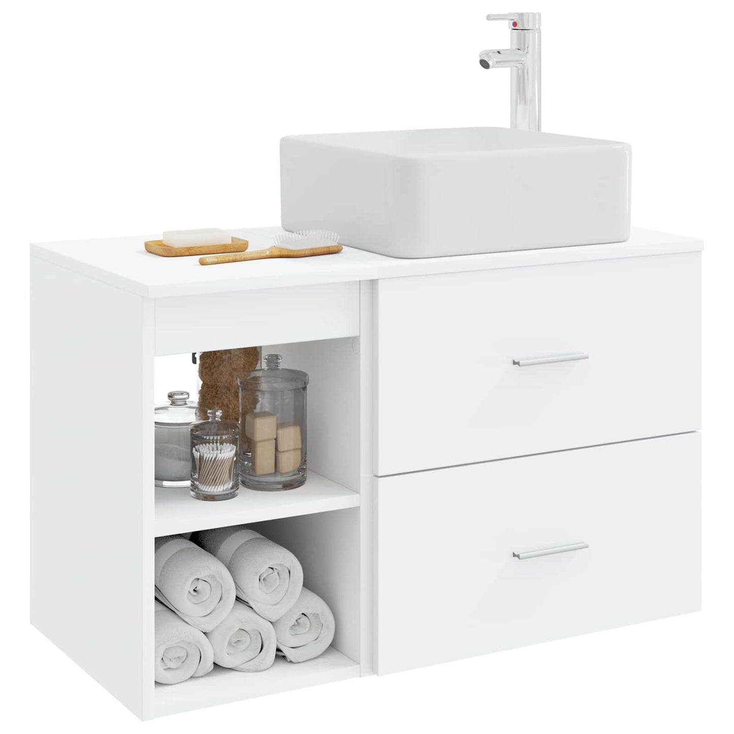 Badkamermeubelset 2 pcs Wit Bewerkt hout