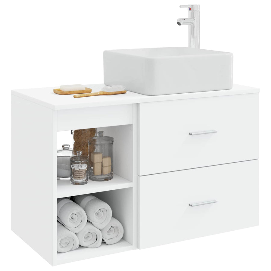 Badkamermeubelset 2 pcs Wit Bewerkt hout