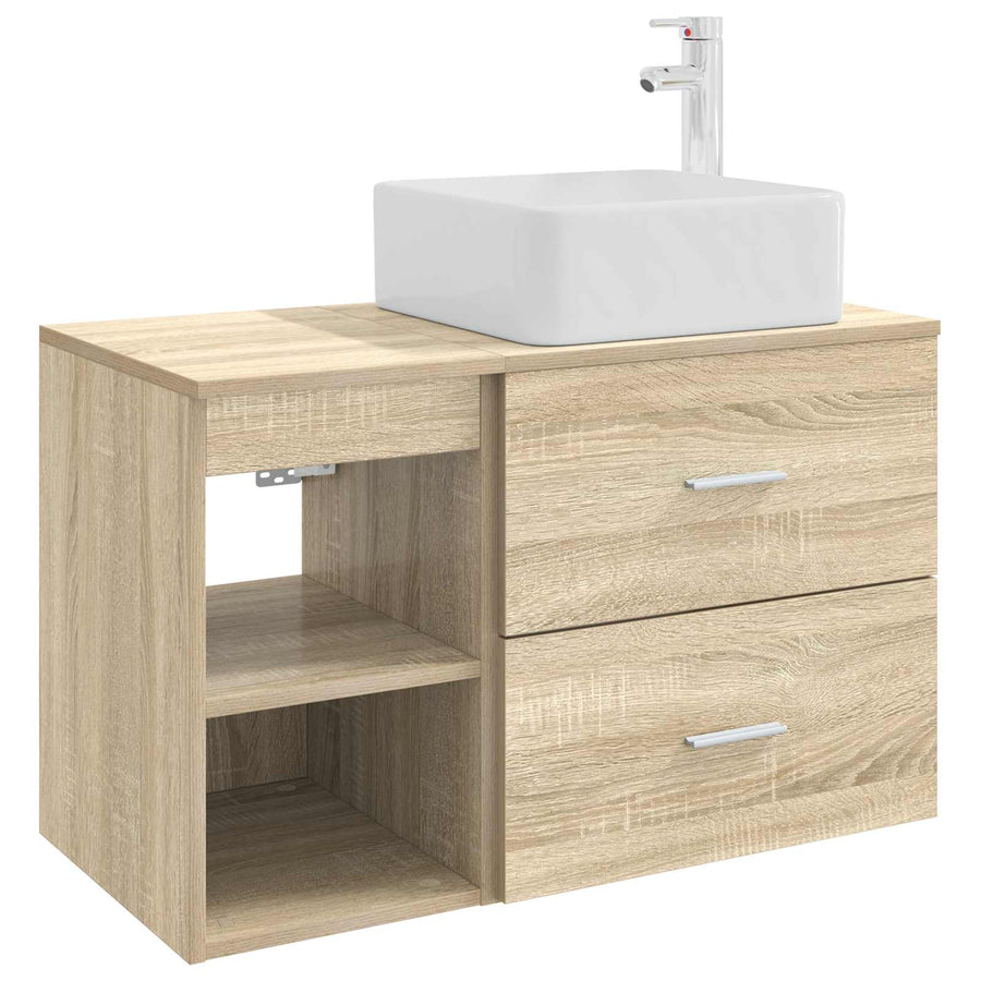 Badkamermeubelset 2 pcs Sonoma Eiken Bewerkt hout