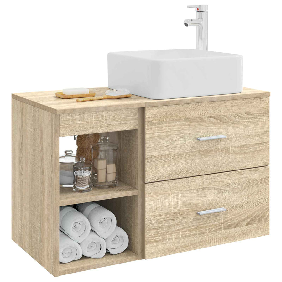 Badkamermeubelset 2 pcs Sonoma Eiken Bewerkt hout