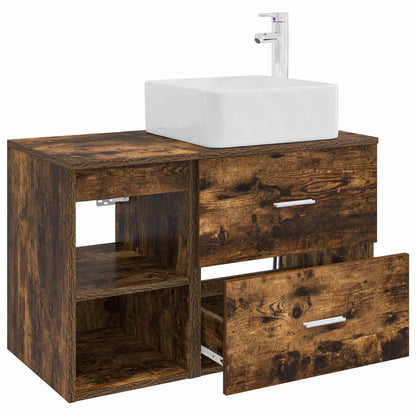 Badkamermeubelset 2 pcs Gerookt eiken Bewerkt hout