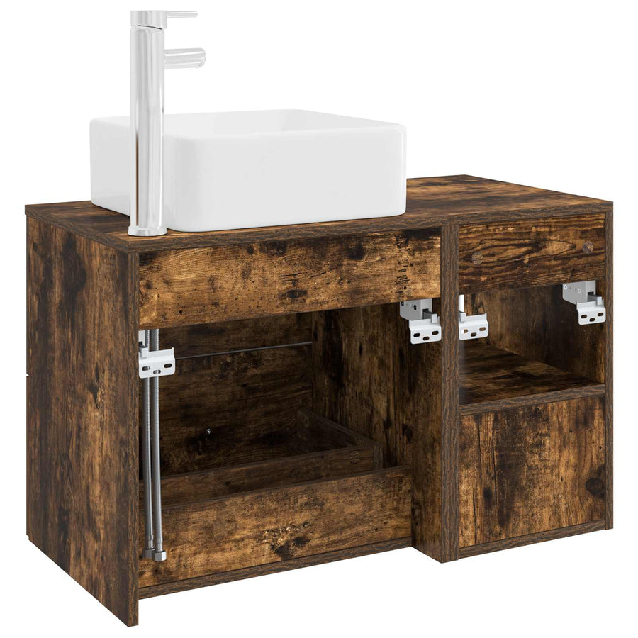 Badkamermeubelset 2 pcs Gerookt eiken Bewerkt hout