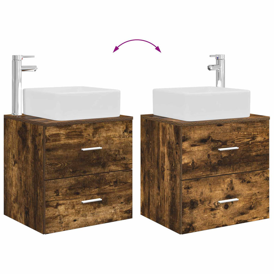 Badkamermeubelset 2 pcs Gerookt eiken Bewerkt hout