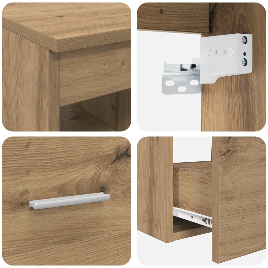 Badkamermeubelset 2 pcs Artisanaal eiken Bewerkt hout