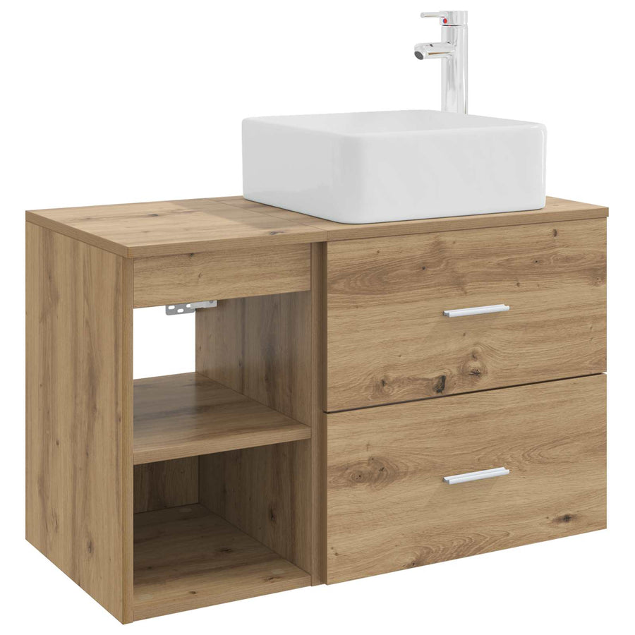 Badkamermeubelset 2 pcs Artisanaal eiken Bewerkt hout