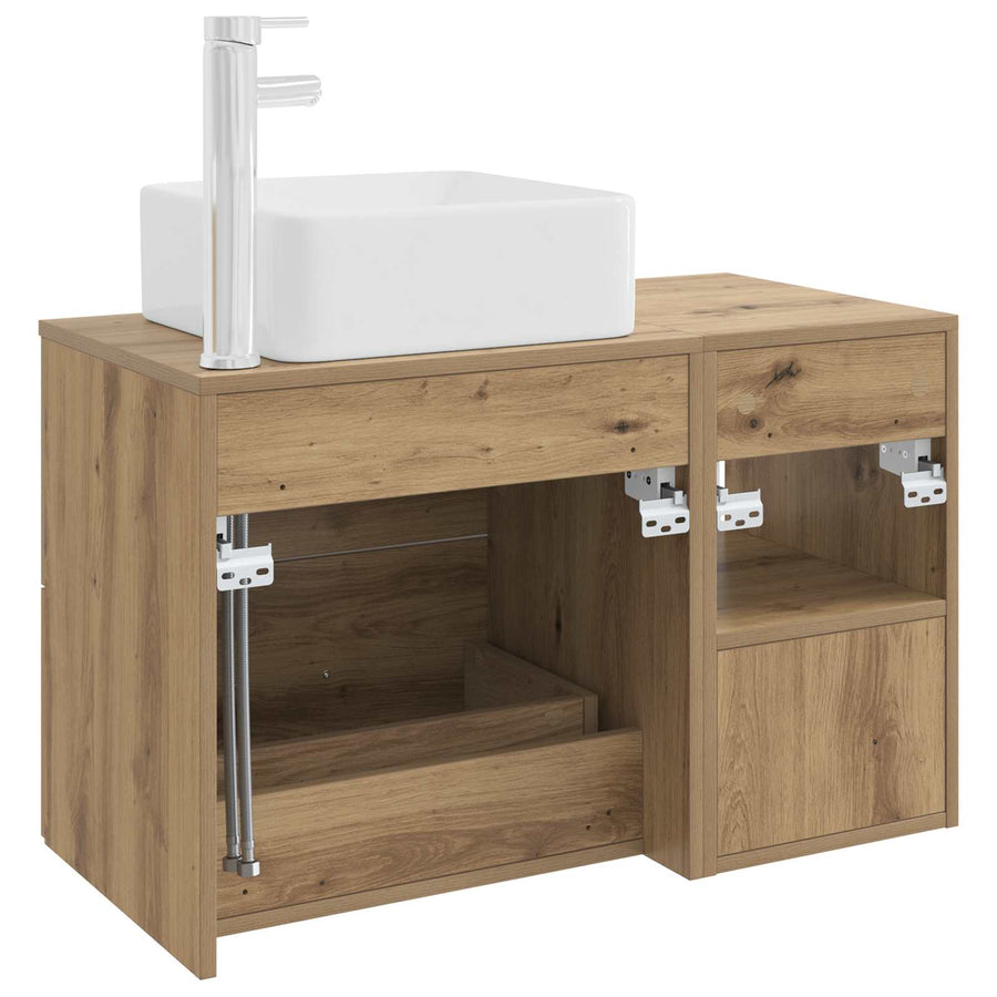 Badkamermeubelset 2 pcs Artisanaal eiken Bewerkt hout