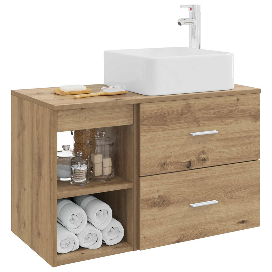 Badkamermeubelset 2 pcs Artisanaal eiken Bewerkt hout