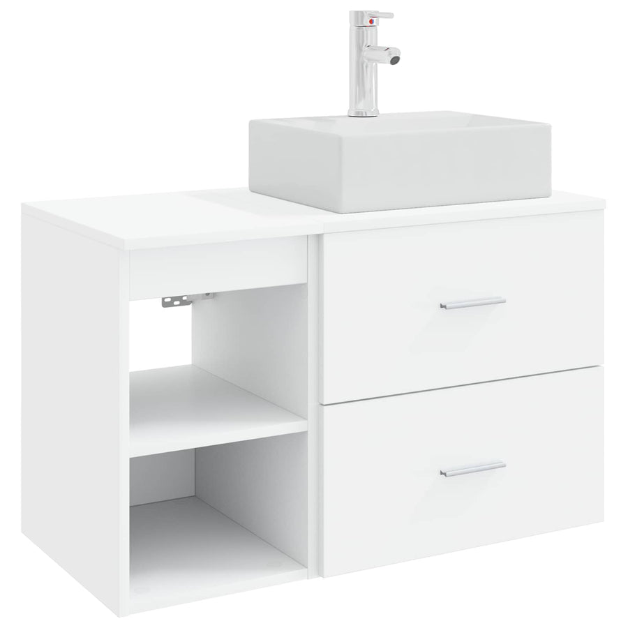 Badkamermeubelset 2 pcs Wit Bewerkt hout