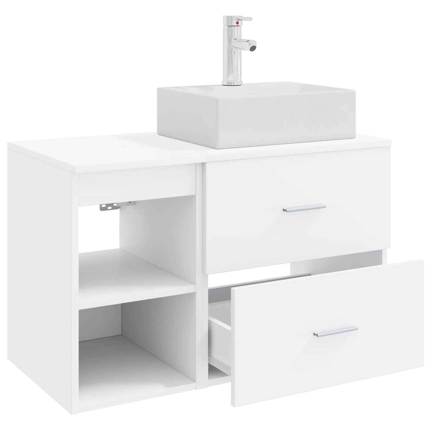 Badkamermeubelset 2 pcs Wit Bewerkt hout