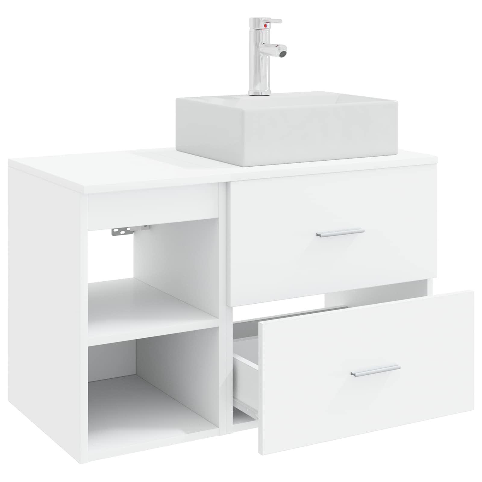 Badkamermeubelset 2 pcs Wit Bewerkt hout