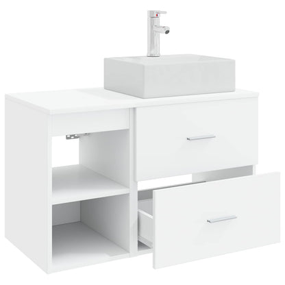Badkamermeubelset 2 pcs Wit Bewerkt hout