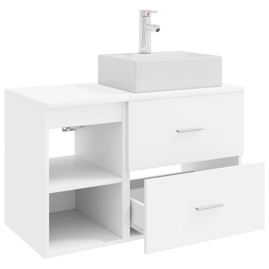 Badkamermeubelset 2 pcs Wit Bewerkt hout