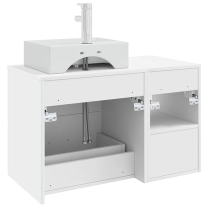 Badkamermeubelset 2 pcs Wit Bewerkt hout