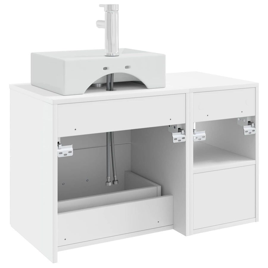Badkamermeubelset 2 pcs Wit Bewerkt hout