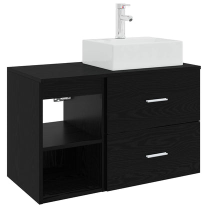 Badkamermeubelset 2 pcs Zwart eiken Bewerkt hout