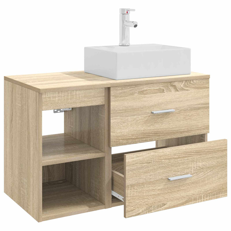 Badkamermeubelset 2 pcs Sonoma Eiken Bewerkt hout