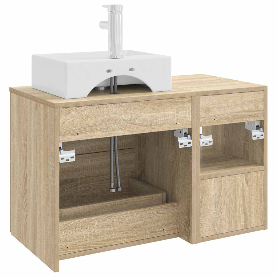 Badkamermeubelset 2 pcs Sonoma Eiken Bewerkt hout