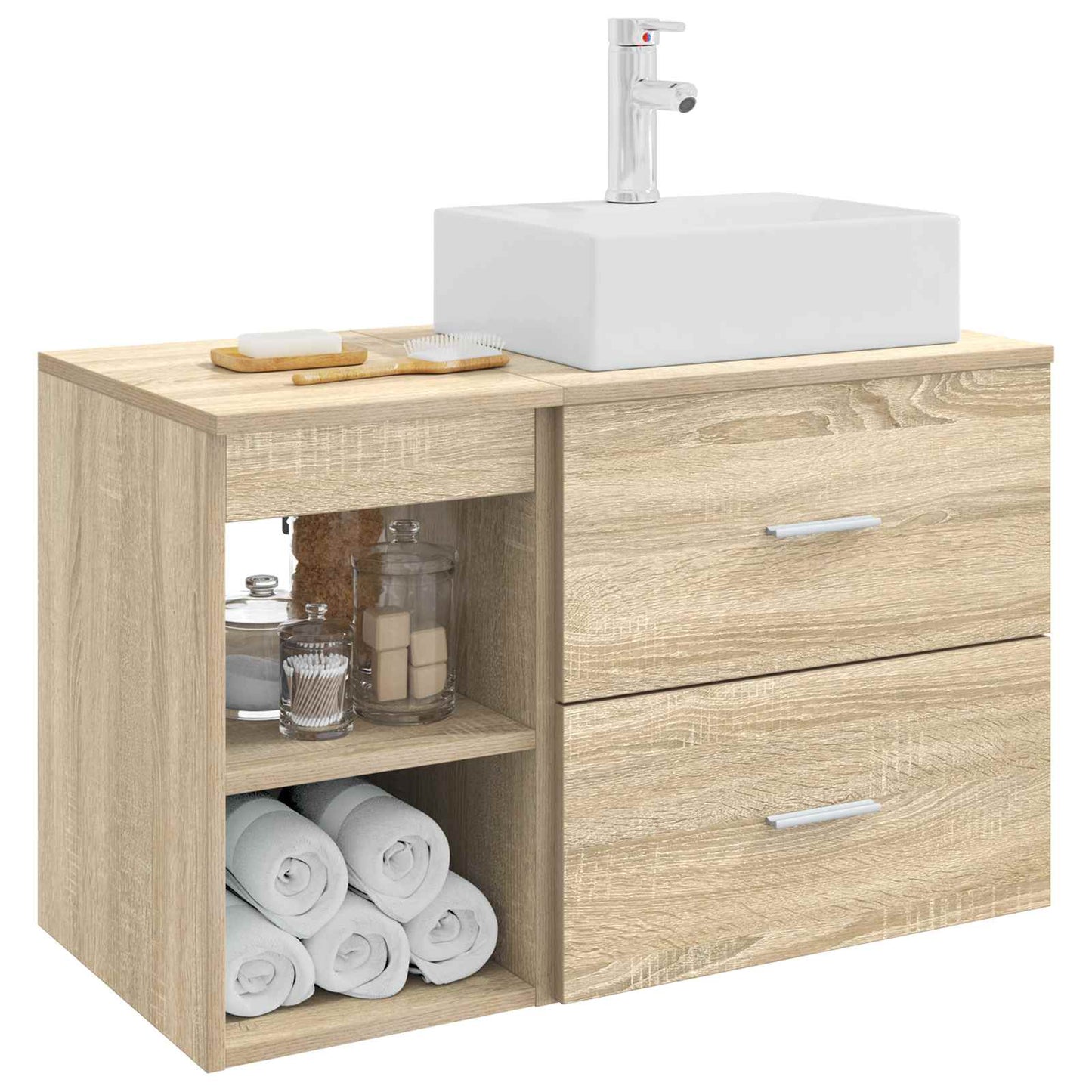 Badkamermeubelset 2 pcs Sonoma Eiken Bewerkt hout