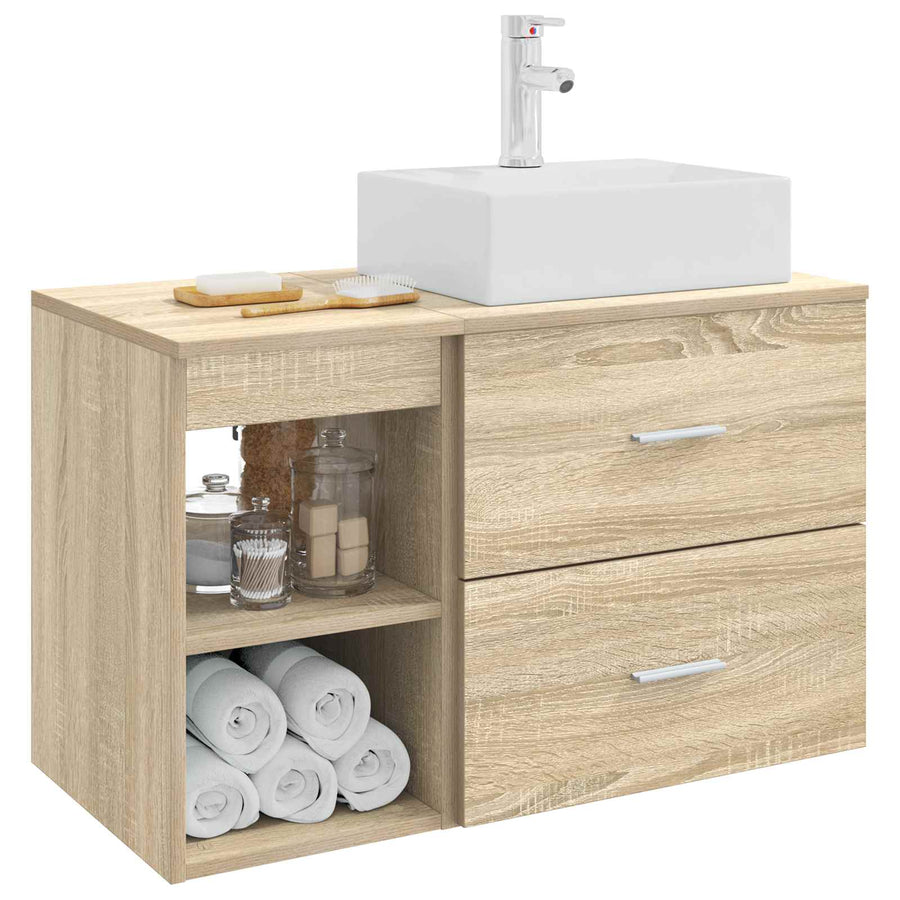 Badkamermeubelset 2 pcs Sonoma Eiken Bewerkt hout