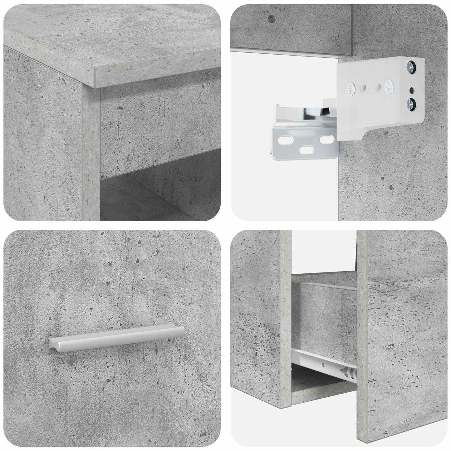 Badkamermeubelset 2 pcs Betongrijs Bewerkt hout