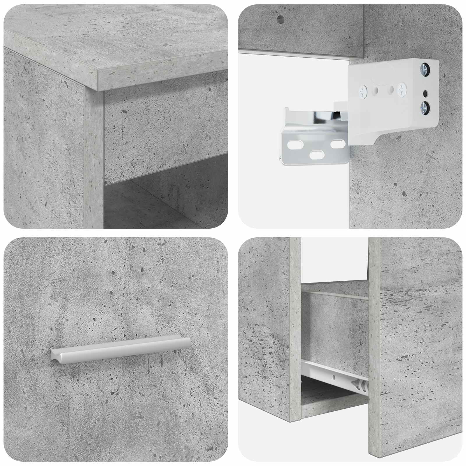 Badkamermeubelset 2 pcs Betongrijs Bewerkt hout