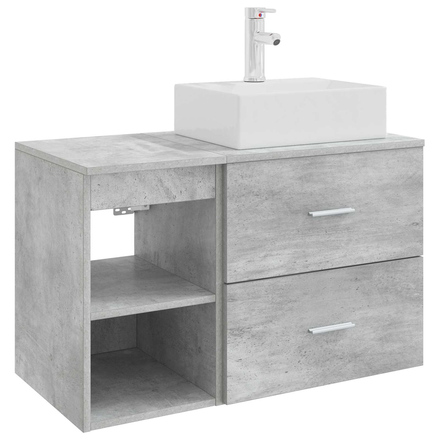 Badkamermeubelset 2 pcs Betongrijs Bewerkt hout