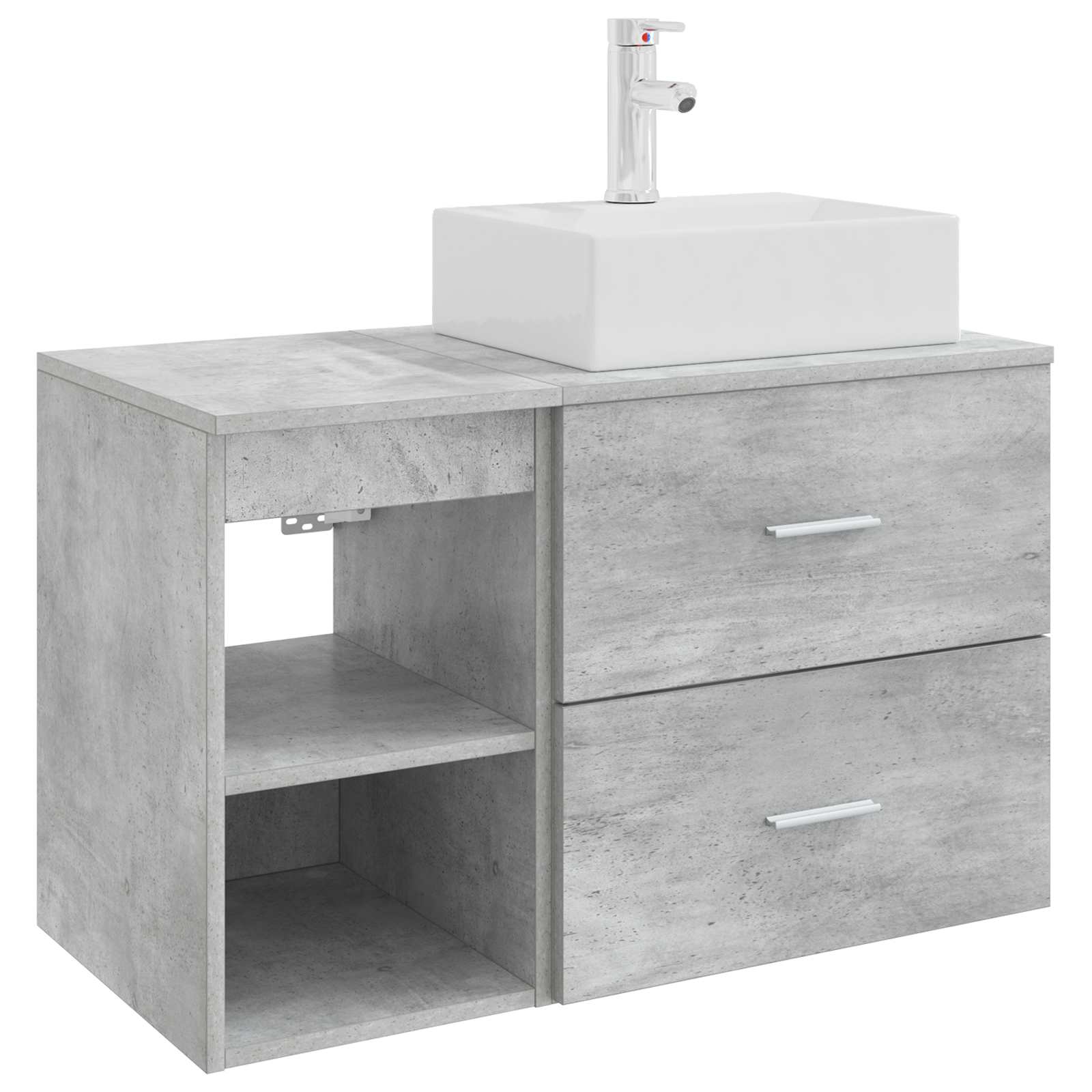 Badkamermeubelset 2 pcs Betongrijs Bewerkt hout