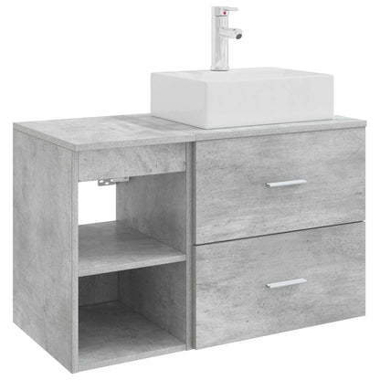 Badkamermeubelset 2 pcs Betongrijs Bewerkt hout