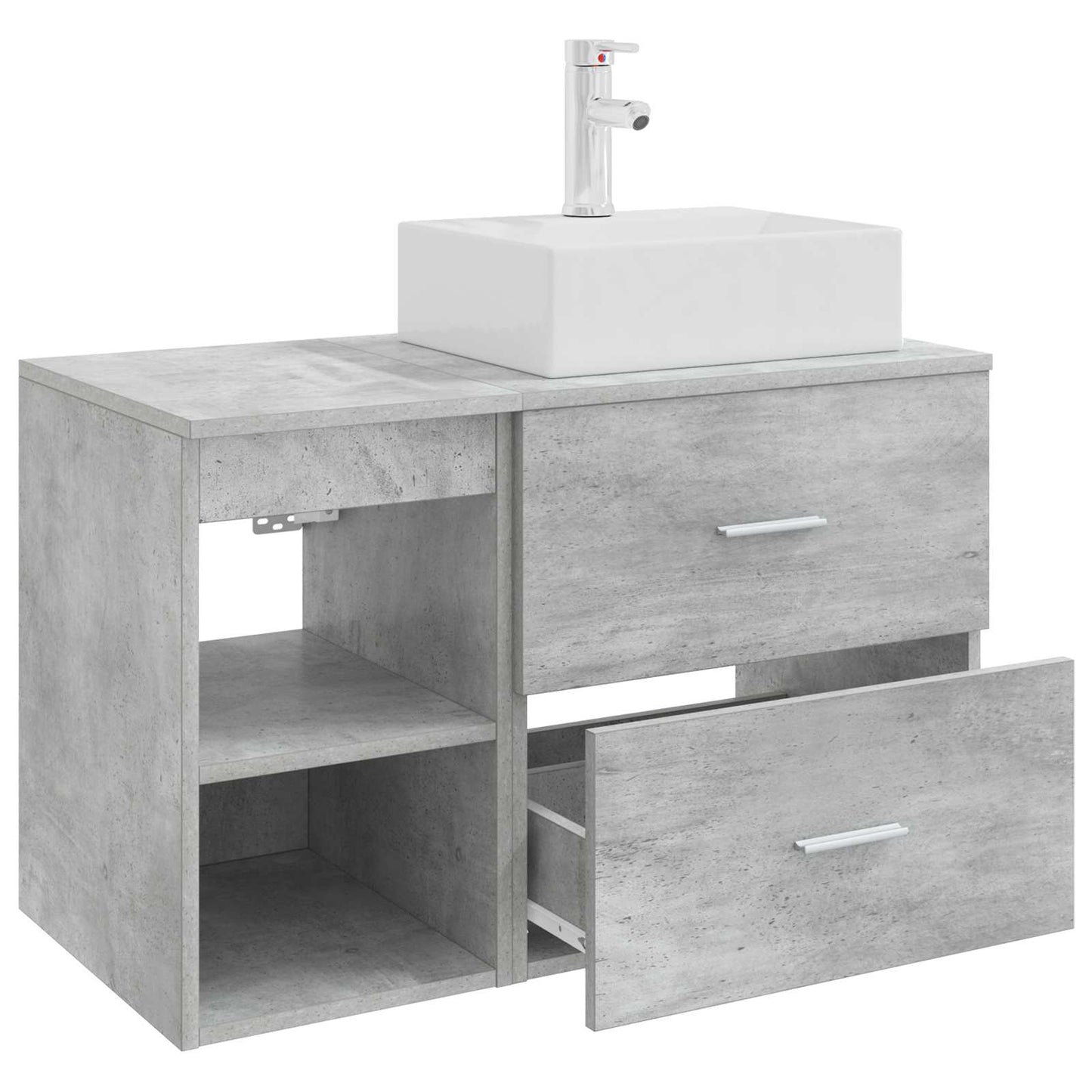 Badkamermeubelset 2 pcs Betongrijs Bewerkt hout