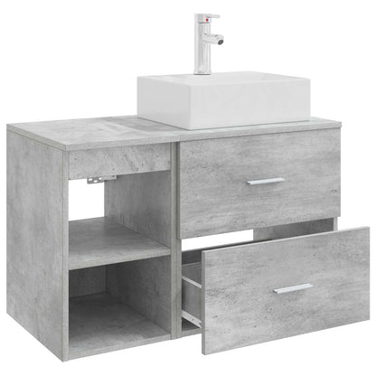 Badkamermeubelset 2 pcs Betongrijs Bewerkt hout