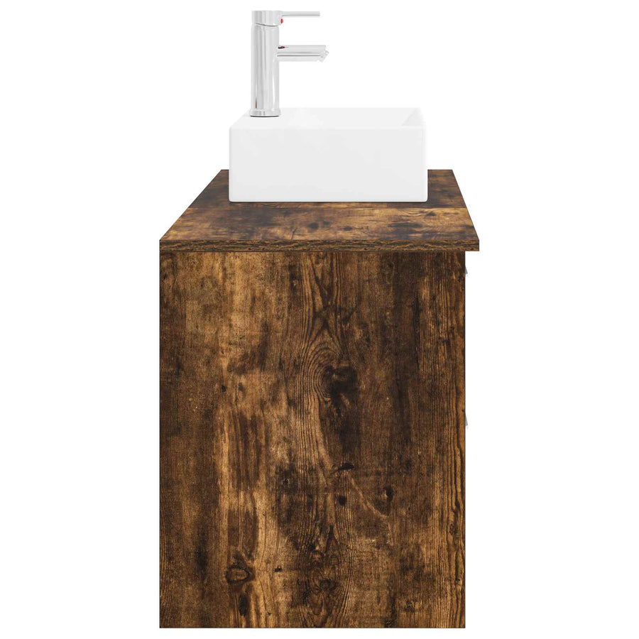 Badkamermeubelset 2 pcs Gerookt eiken Bewerkt hout