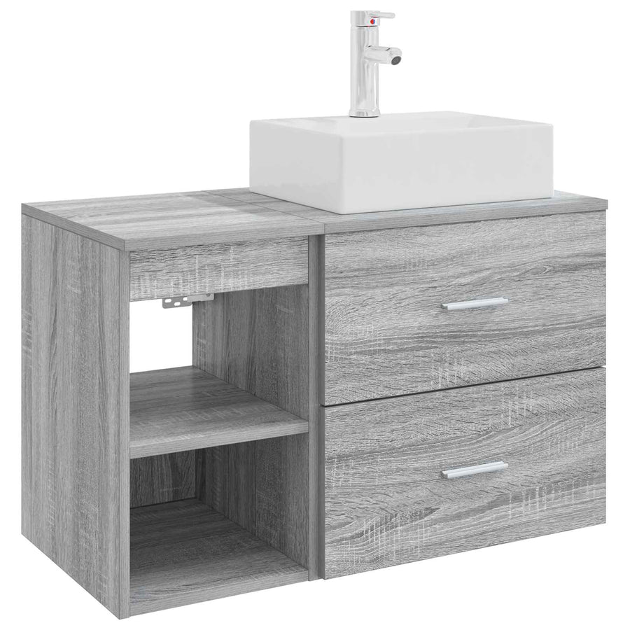 Badkamermeubelset 2 pcs Grijs Sonoma Bewerkt hout