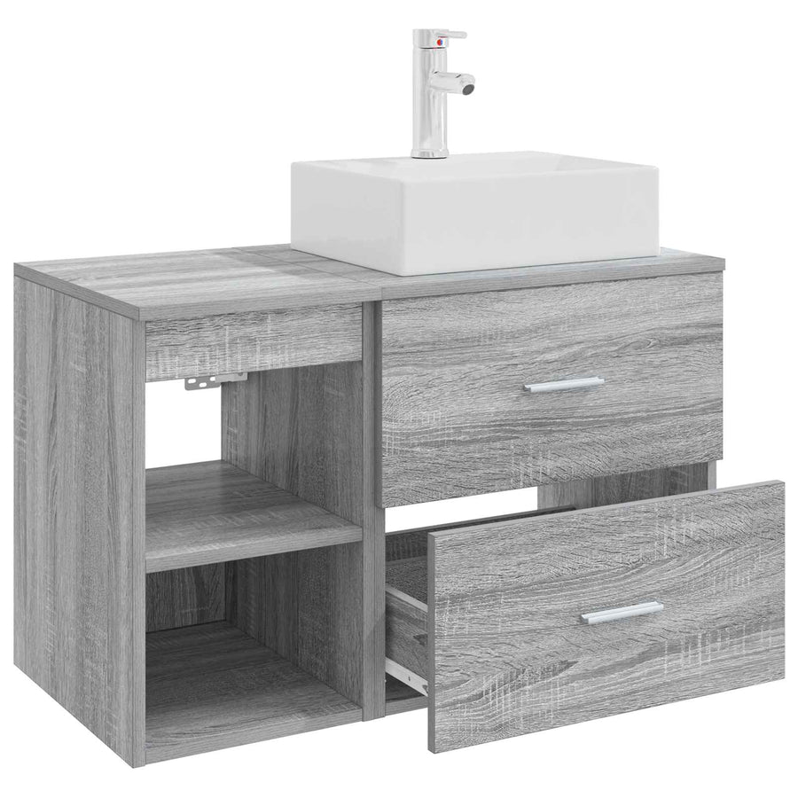 Badkamermeubelset 2 pcs Grijs Sonoma Bewerkt hout