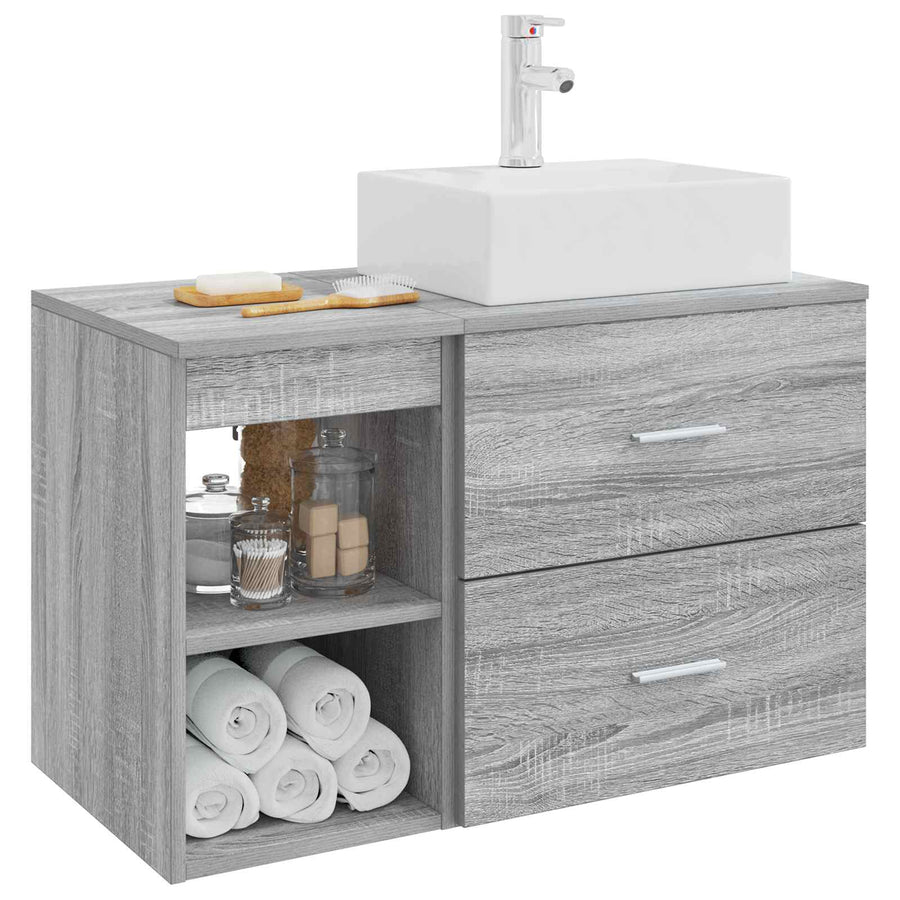 Badkamermeubelset 2 pcs Grijs Sonoma Bewerkt hout