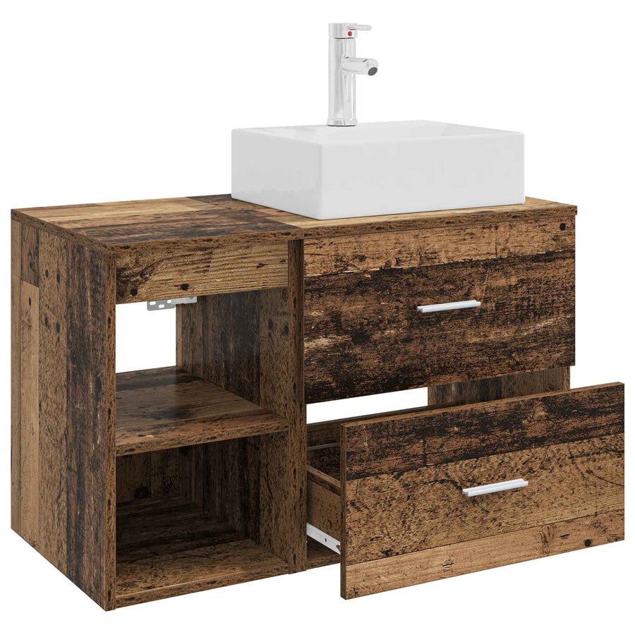 Badkamermeubelset 2 pcs Oud hout Bewerkt hout