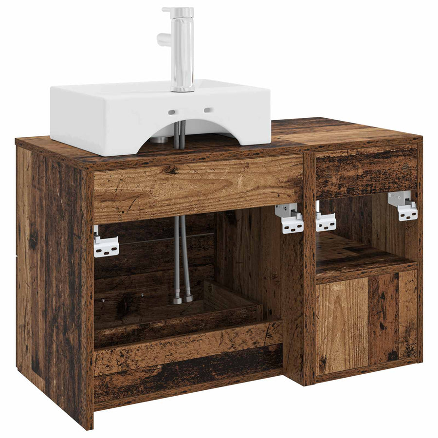 Badkamermeubelset 2 pcs Oud hout Bewerkt hout