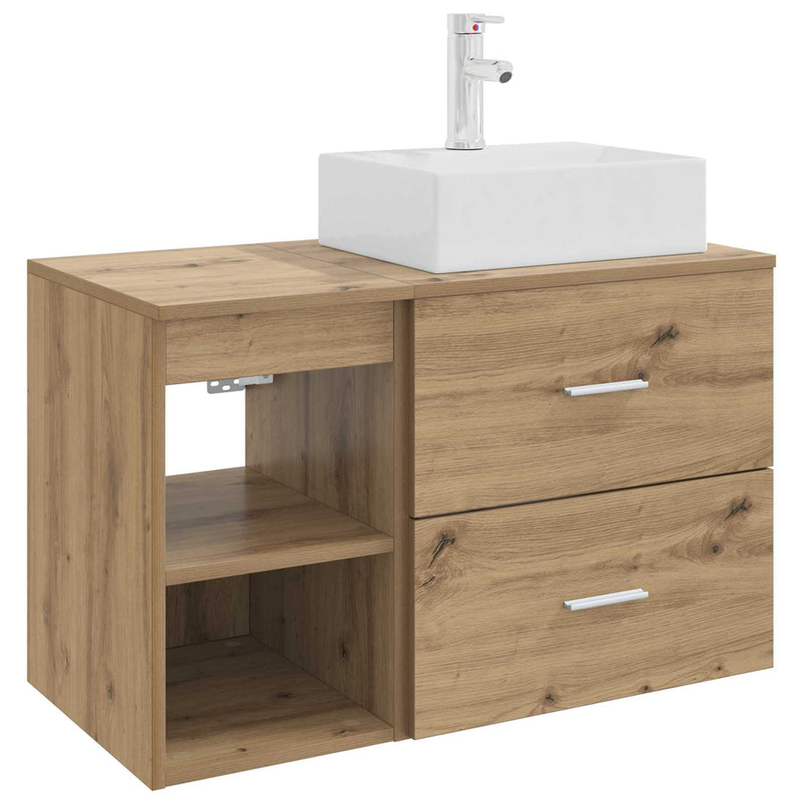 Badkamermeubelset 2 pcs Artisanaal eiken Bewerkt hout