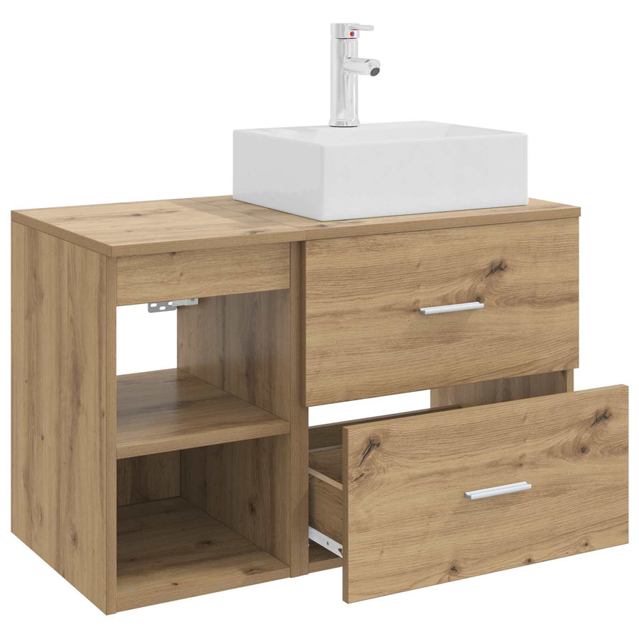 Badkamermeubelset 2 pcs Artisanaal eiken Bewerkt hout