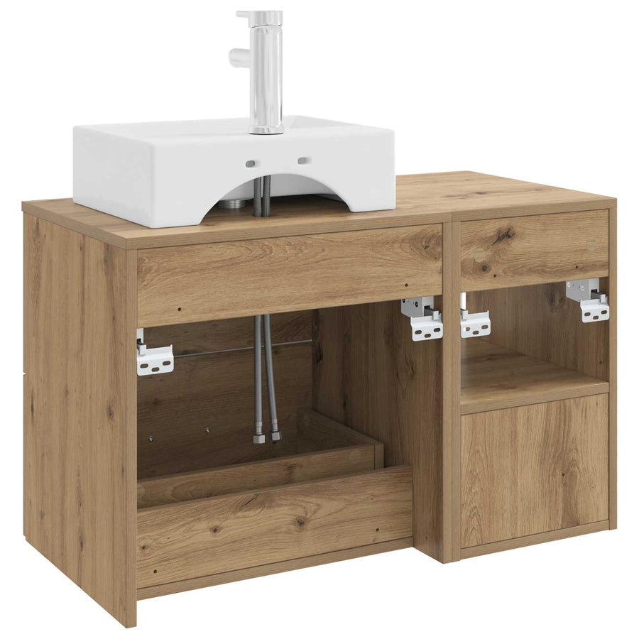 Badkamermeubelset 2 pcs Artisanaal eiken Bewerkt hout