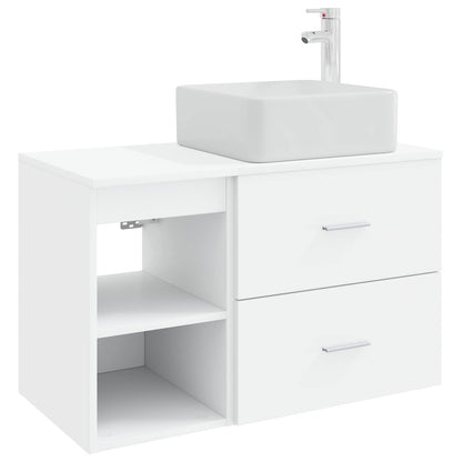 Badkamermeubelset 2 pcs Wit Bewerkt hout