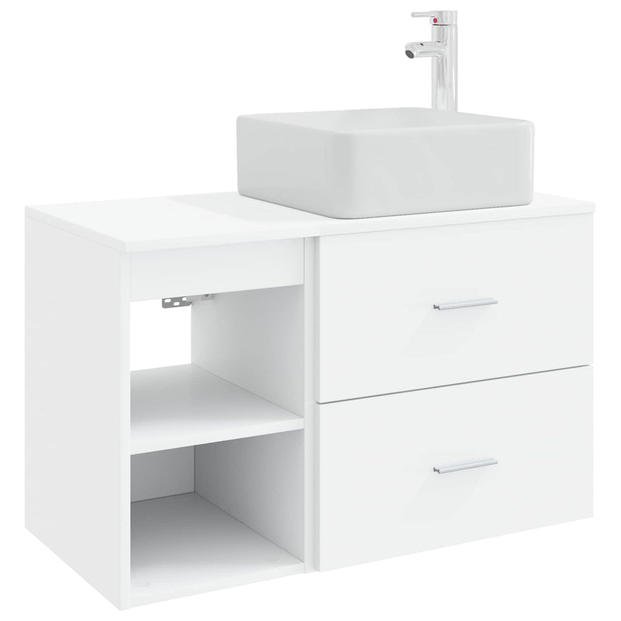 Badkamermeubelset 2 pcs Wit Bewerkt hout