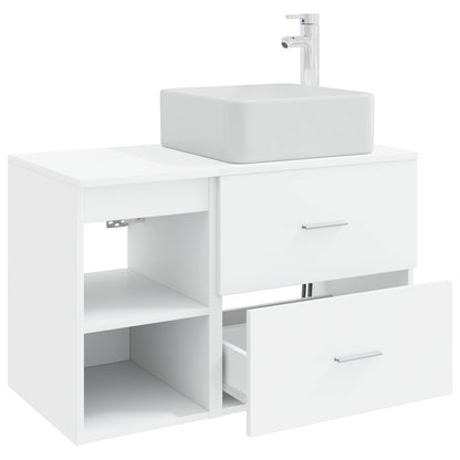 Badkamermeubelset 2 pcs Wit Bewerkt hout