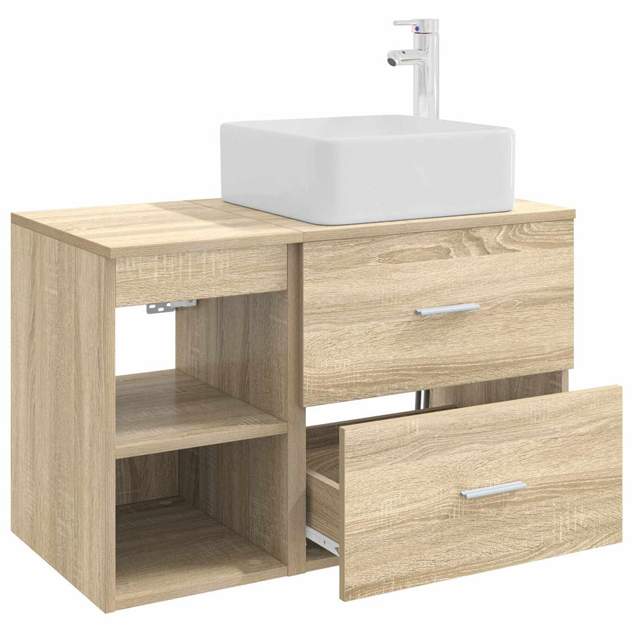 Badkamermeubelset 2 pcs Sonoma Eiken Bewerkt hout