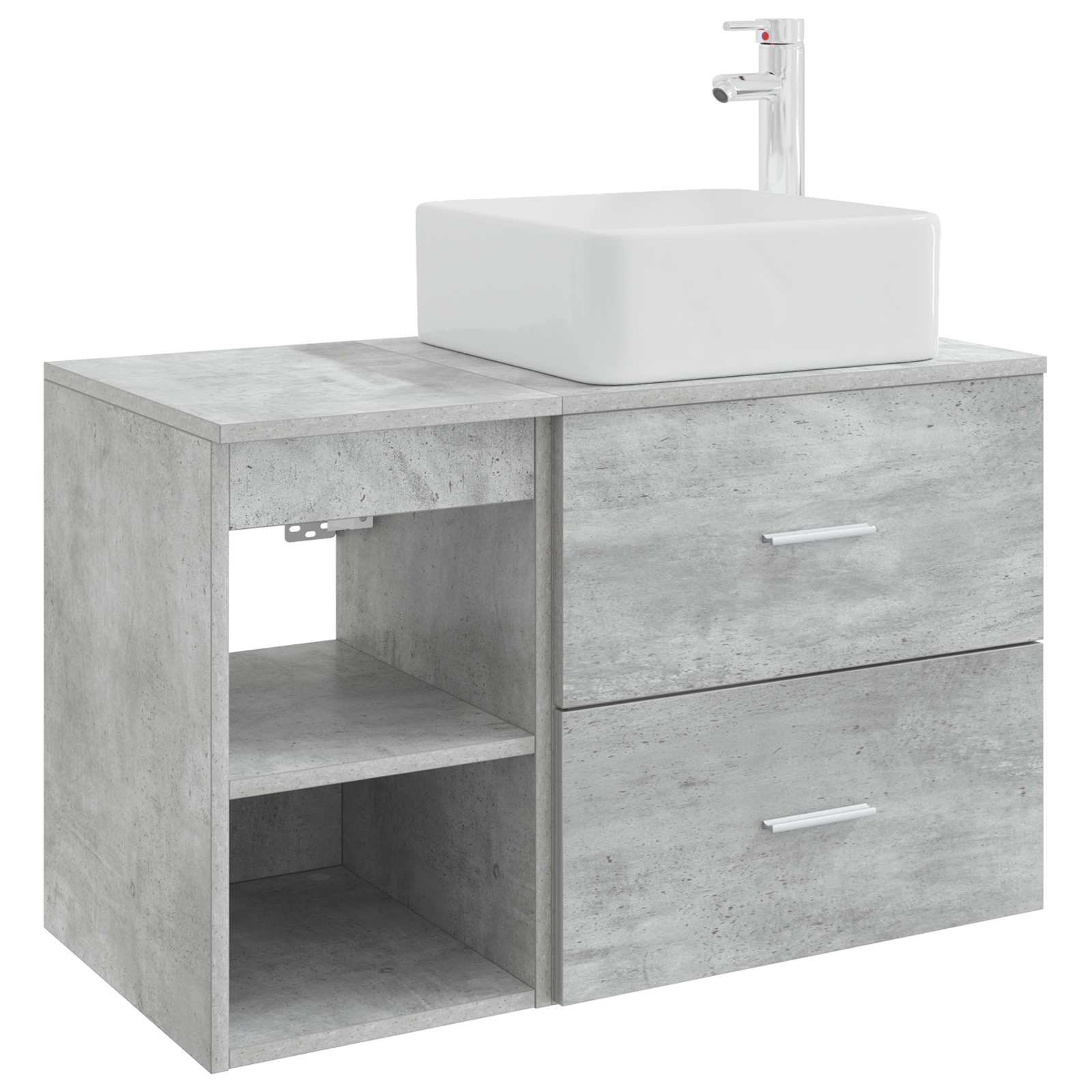 Badkamermeubelset 2 pcs Betongrijs Bewerkt hout