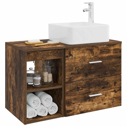 Badkamermeubelset 2 pcs Gerookt eiken Bewerkt hout
