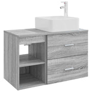 Badkamermeubelset 2 stuks grijs bewerkt hout wandmontage
