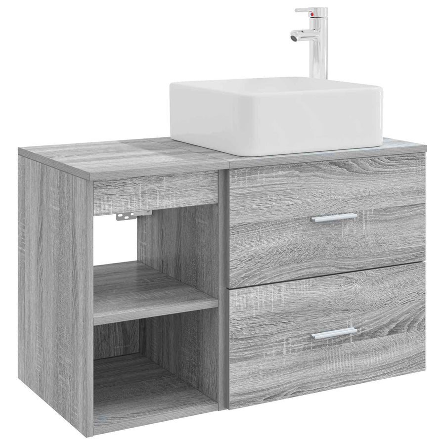 Badkamermeubelset 2 pcs Grijs Sonoma Bewerkt hout